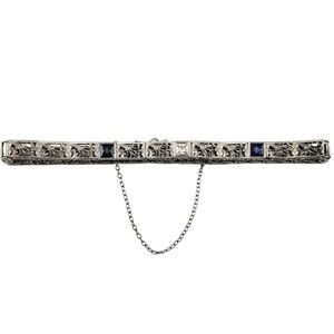 14 Karat White Gold Filigree and Diamond Bracelet #21889